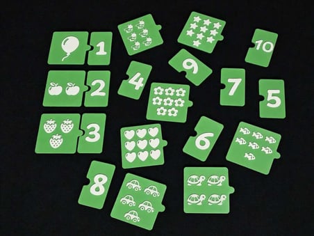 3D Baskı Sayma ve Eşleştirme Puzzle Kartları - 1den 10a Rakam ve Nesne Sayma Seti, Erken Matematik Ö