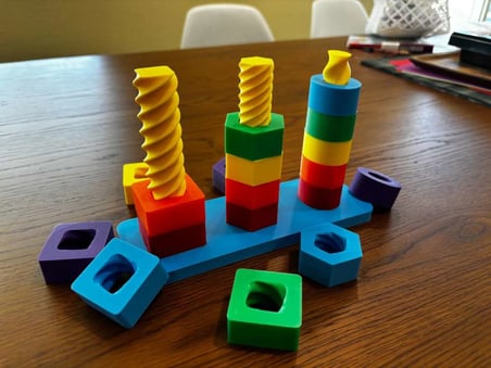 3D Baskı Vidalı Bulmaca Yıkama Seti - Renkli Somun Cıvata Sıralama ve Vida Sökme Takma Oyuncağı, İnc