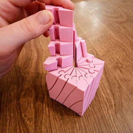 3D Baskı Twisting Küp - Mekanik Dönen Bulmaca Küpü-Pembe
