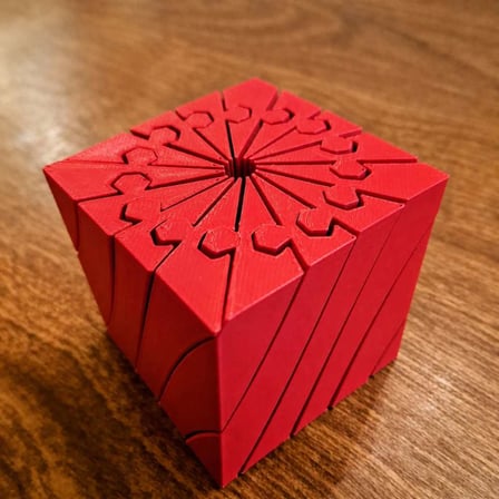 3D Baskı Twisting Küp - Mekanik Dönen Bulmaca Küpü-Kırmızı