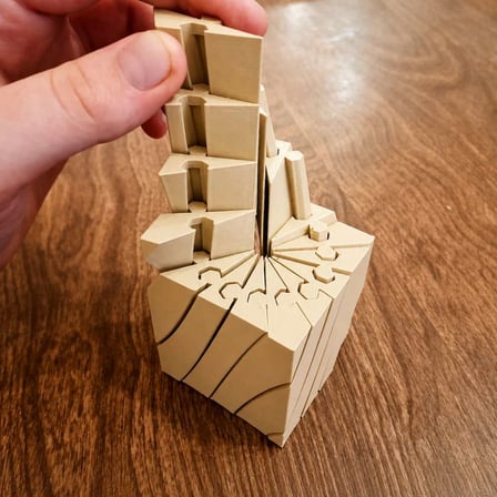 3D Baskı Twisting Küp - Mekanik Dönen Bulmaca Küpü-Bej