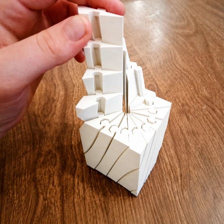 3D Baskı Twisting Küp - Mekanik Dönen Bulmaca Küpü-Beyaz