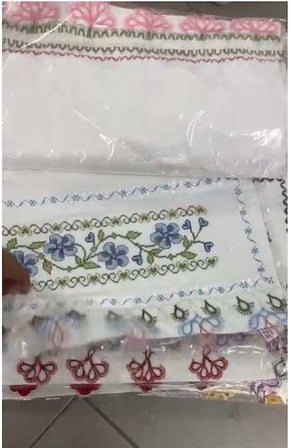 Pamuklu Kanaviçe Havlu, Çift Taraflı Çeyizlik, Hediyelik Havlu, Kanaviçe Desenli Havlu 1 Adet
