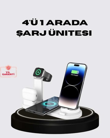 Kablosuz Şarj İstasyonu 4 Cihaz Destekli ve Hızlı Şarjlı