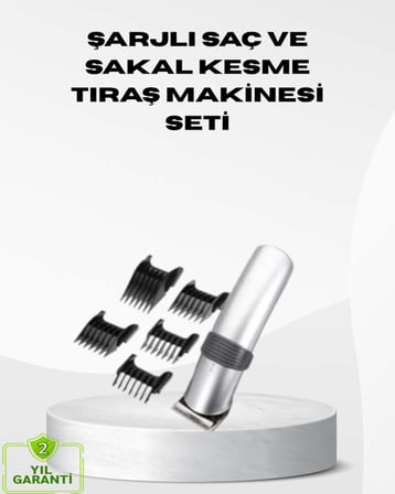 Kablosuz Profesyonel Tıraş Makinesi – Şarjlı, 60 Dakika Kullanım Süreli, Çelik Bıçaklı, Sessiz Motor