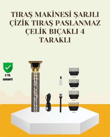 Şarjlı Titanyum Bıçaklı Saç ve Sakal Kesme Makinesi