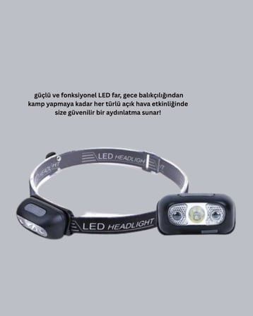 Şarjlı LED Kafa Feneri | 4 Modlu Akıllı Sensörlü Far | Su Geçirmez IPX5 Kamp ve Balıkçı Lambası