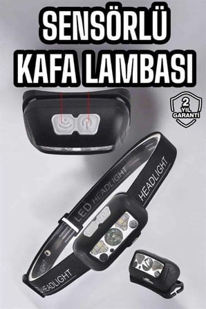 Kafa Lambası Kamp Lambası Sensörlü Şarjlı Ayarlanabilir