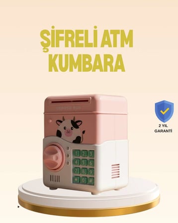 Çocuklar İçin Pembe ATM Görünümlü Elektronik Kumbara