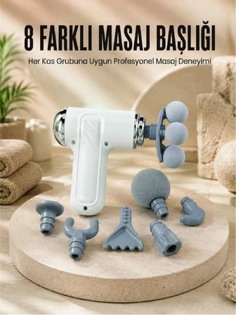 Çok Fonksiyonlu Tabancası Spor Sonrası Kas Rahatlatıcı 8 Başlıklı Cihazı