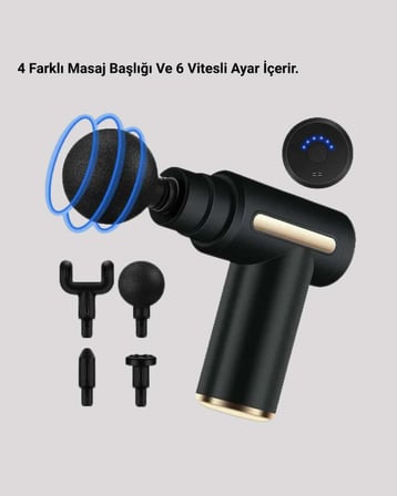 Derin Doku Tabancası 4 Başlık 6 Kademeli Sessiz Güç Şarjlı Kas Gevşetici