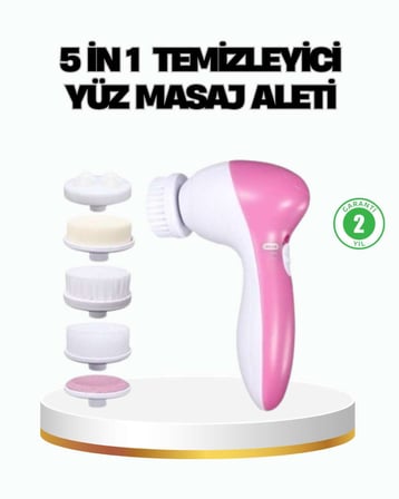 5’i 1 Arada Yüz Temizleme Cihazı –, Fırça, Peeling ve Uygulama Aparatlı