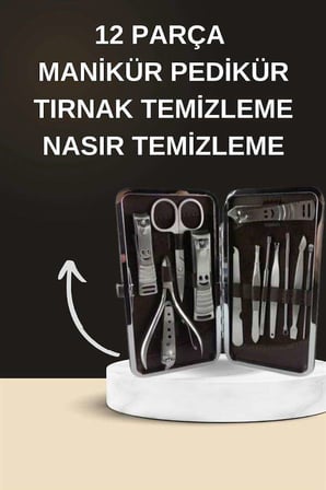 Elektrikli Manikür Pedikür Seti İkili Set 12 Parça Tırnak Bakımı Törpü Protez Çıkarma
