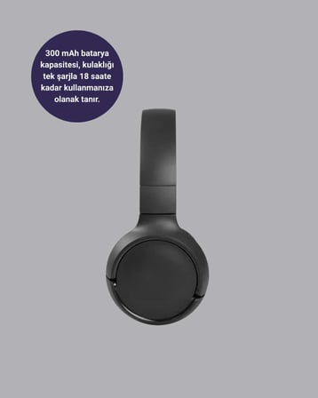 Bluetooth 5.0 Siyah Kablosuz Kulaklık 18 Saat Batarya Katlanabilir Tasarım Yeni Nesil