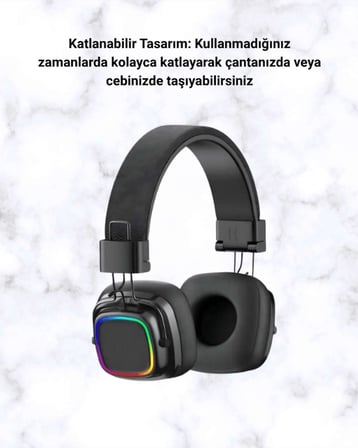 Renkli Işık Efektli Bluetooth 5.3 Müzik Kulaklığı Yeni Nesil