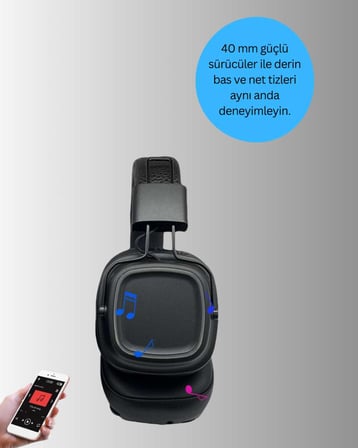 Katlanabilir Tasarımlı Taşınabilir Kablosuz Müzik Kulaklığı Yeni Nesil