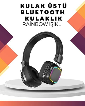Kablosuz RGB Işıklı Katlanabilir Bluetooth Kulak Üstü Kulaklık