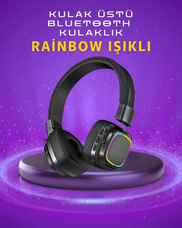 Renkli Işık Efektli Bluetooth 5.3 Müzik Kulaklığı