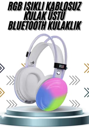 Kablosuz Bluetooth Kulaklık RGB Işıklı Kulak Üstü 5.3 Bluetooth Bağlantılı