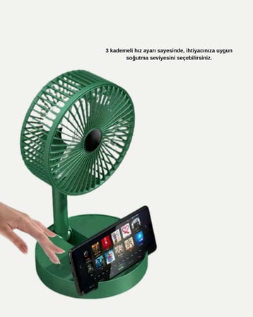 Şarjlı Mini Fan Katlanabilir 3 Hız Ayarlı Taşınabilir Tasarımlı