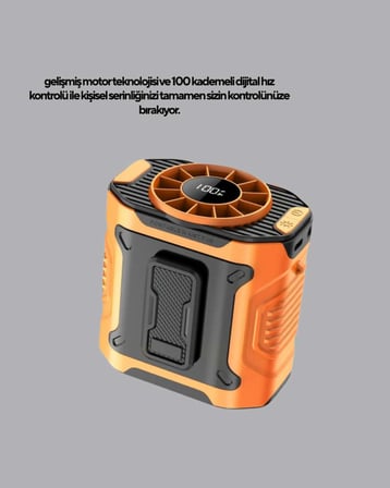 Turbo Mini Taşınabilir Fan – 100 Kademeli Dijital Hız Kontrolü ve Type-C Şarj