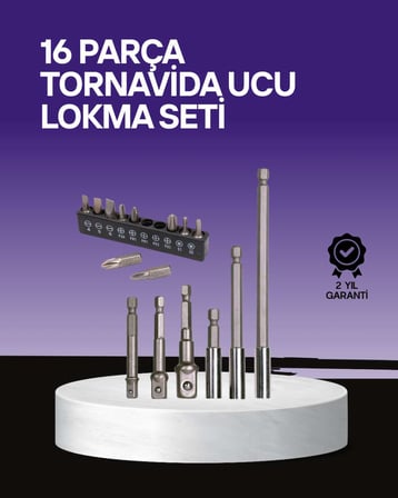 Çok Amaçlı 16lı Bits Uç Seti Dayanıklı Tornavida Adaptör