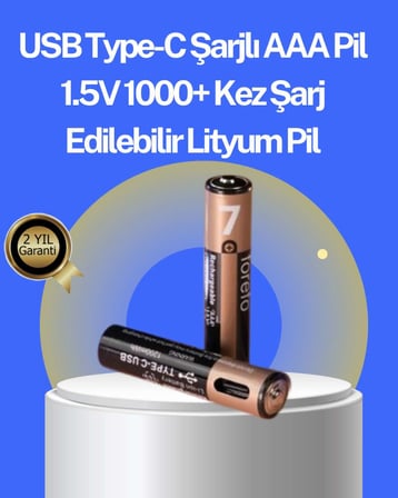 Hizli Sarj Teknolojili Usb Sarjli Aaa Pil – 40 Dakikada Tam Sarj