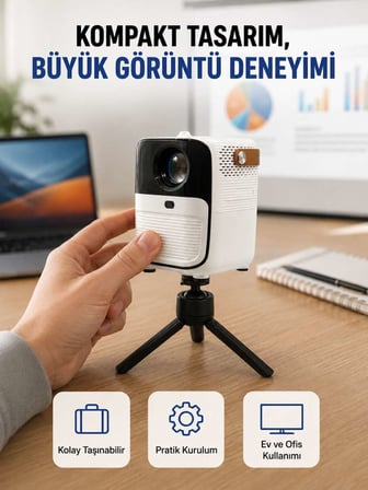 50 inç TV Deneyimli Projektör – Yakın Mesafede Geniş Görüntü Yeni Nesil