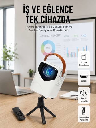 Projeksiyon Ev Sineması Bluetooth 4k HD Kaliteli Görüntü Kumandalı