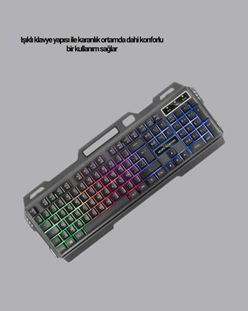Set Işıklı Klavye Mouse + Bluetooth 5.2 Kulaklık Oyuncu Paketi