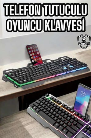 Oyuncu Klavyesi Q Klavye RGB Işıklı Mouse Hediyeli