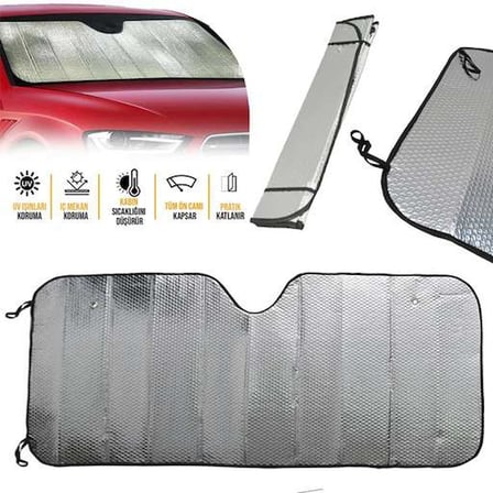 Araç Ön Cam Güneşlik UV ve Isı Koruma Katlanabilir Toyota Corolla Skoda Superb Dacia Duster Ford Foc