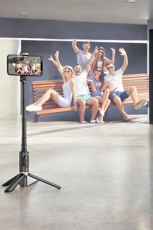 Selfie Çubuğu Tripod Kumandalı Telefon Tutucu Siyah