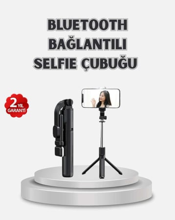 Kablosuz Bluetooth Selfie Çubuğu – 360° Dönebilir Başlık, Taşınabilir ve Şık Tasarım