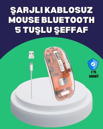 Sessiz ve Ergonomik Kablosuz Fare - 30 Gün Kullanım, 2 Modlu Bağlantı