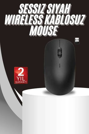 Ergonomik Tasarım Kablosuz Siyah Mouse Hassas Uzun Ömürlü