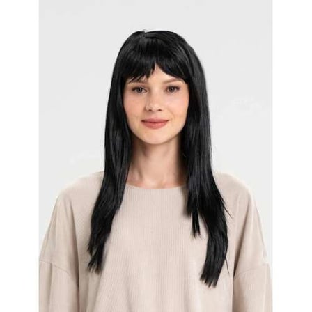 Uzun Siyah Parti Peruğu 60 cm Cosplay Aksesuarı