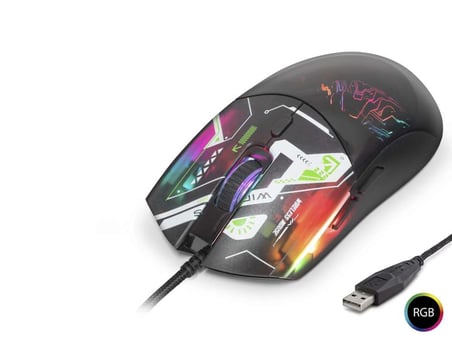 Ergonomik RGB Mouse 7200 DPI Kablolu Siyah Geometrik Desenli