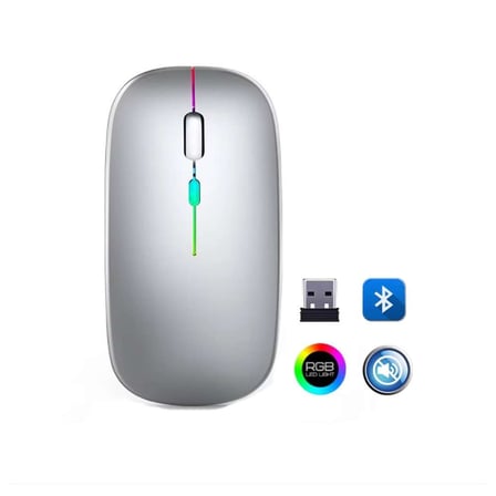 Şarjlı RGB Gümüş Mouse Kablosuz Kullanım 1 Adet