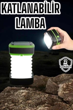 Şık Katlanabilir Solar Fener 3 Kademeli LED Lamba