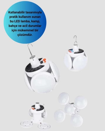 Güneş Enerjili Katlanabilir 5 Kanatlı LED Lamba