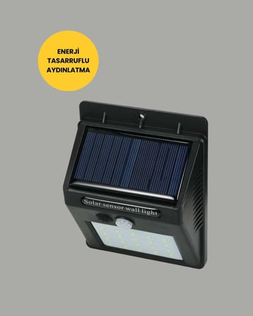 Hareket Sensörlü Güneş Enerjili 20 LED Lamba Dış Mekan Kullanımı