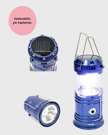 Pratik Katlanabilir Kamp Feneri USB Çıkışlı 1 Adet