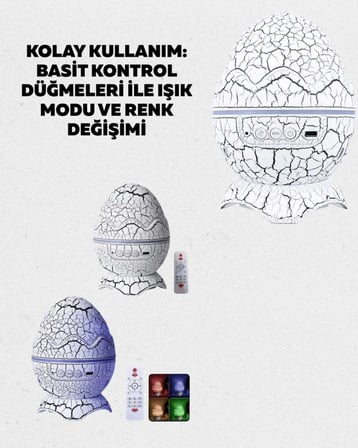 Şık Dinozor Yumurtası Projektörlü Gece Lambası
