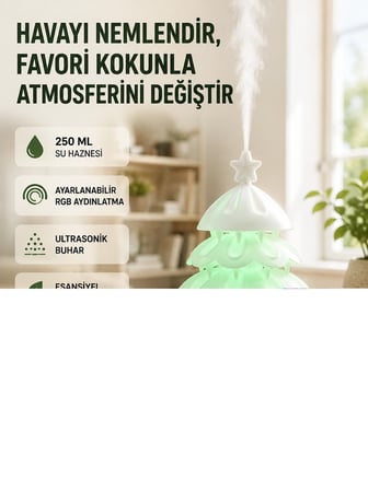 Ultrasonik Hava Nemlendirici 250 ml Şans Ağacı Tasarımı