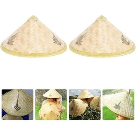 Şık Kamboçyalı Vietnam Şapkası 42 cm PVC Hasır