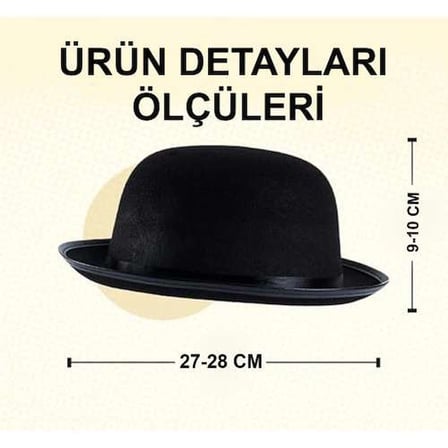 Melon Şapka Siyah Renk Yetişkinler İçin