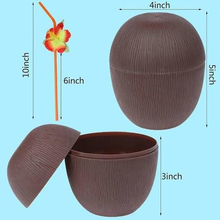 Tropikal Tasarım Pipetli İçecek Kabı 10x13 cm 1 Adet