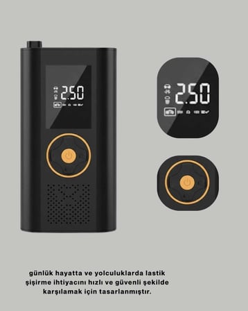 Taşınabilir Hava Kompresörü Dijital Ekranlı 12V Lastik Şişirme