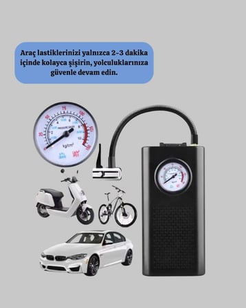 Kompakt Elektrikli Hava Kompresörü Type-C USB Şarjlı 80W